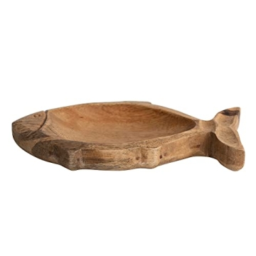 Creative Co-Op Coastal Carved Wood Fish Shaped Dish