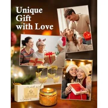 Christmas Stocking Stuffers for Women Butterfly Candles Gifts for Women Rotatable Scented Candle Unique Birthday White Elephant Gifts for Mom Wife Sister Girlfriend Who Have Everything On Anniversary