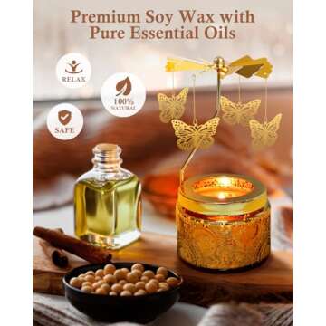 Christmas Stocking Stuffers for Women Butterfly Candles Gifts for Women Rotatable Scented Candle Unique Birthday White Elephant Gifts for Mom Wife Sister Girlfriend Who Have Everything On Anniversary