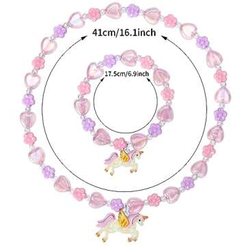 Annilubaby Todder Girls Jewelry Set,Girls Unicorn Necklace Ring Set,Girls Love Necklace Party Favors...