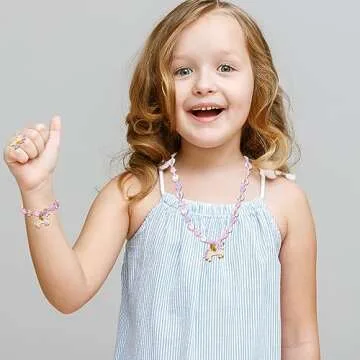Annilubaby Todder Girls Jewelry Set,Girls Unicorn Necklace Ring Set,Girls Love Necklace Party Favors little Girls Pretend Dress up Play Jewelry,Children Unicorn Ring