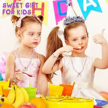 Annilubaby Todder Girls Jewelry Set,Girls Unicorn Necklace Ring Set,Girls Love Necklace Party Favors little Girls Pretend Dress up Play Jewelry,Children Unicorn Ring