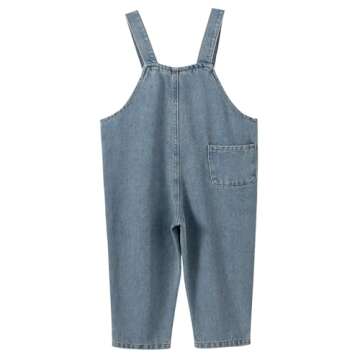 JWWN Little Boys Girls Long Denim Bib Overalls Kids Soft Cotton Rugged Relaxed Fit Jumpsuits Pants (Blue,6Years)