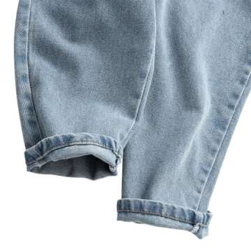 JWWN Little Boys Girls Long Denim Bib Overalls Kids Soft Cotton Rugged Relaxed Fit Jumpsuits Pants (Blue,6Years)