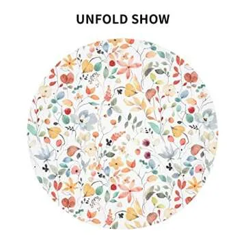 Sweetshow Fall Color Floral Tablecloth Round 60 Inch Watercolor Abstract Flower Leaf Print Rustic Autumn Decorative Table Cloth Decor for Home Kitchen