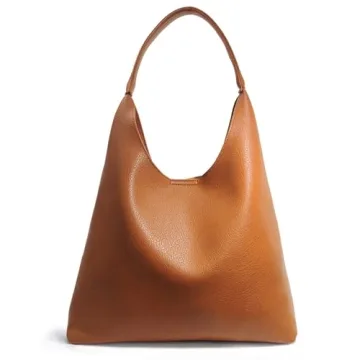 Stylish HOXIS Vegan Leather Hobo Bag for Women - Orange-Brown