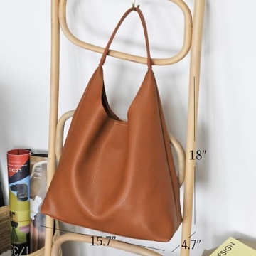 HOXIS Vegan Leather Hobo Bag for Women - Orange-Brown