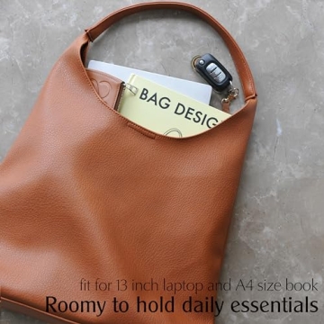 HOXIS Vegan Leather Hobo Bag for Women - Orange-Brown