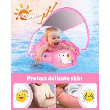 LAYCOL Baby Swimming Float: Inflatable Pool Ring with Canopy for Infants