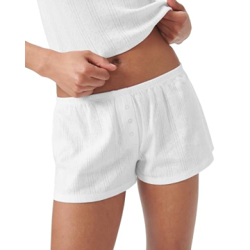 Florence by Mills Cozy Crush Sweet Pointelle Sleep Shorts in White for Women