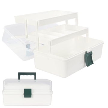 WEWLINE 13-Inch Art Box Organizer 3-Layer Craft Storage Organizer Sewing Kit Box with Handle Art Bin...