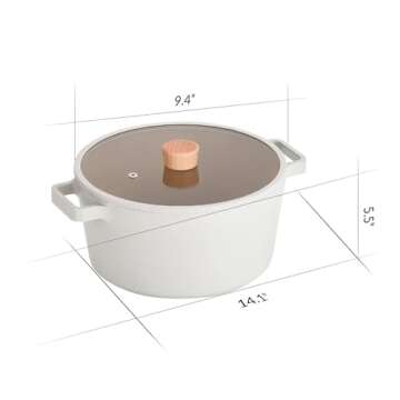FIKA Kitchen Nonstick 4.0QT Stock Pot with Lid, Healthy Cooking Ceramic Coating Casserole, Induction...
