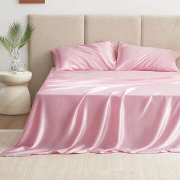 Indulge in Luxury with Love's Cabin 4pc Satin Sheet Set Full Size - Pink Silky Bedding Set
