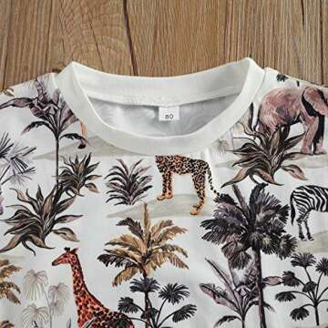 Toddler Baby Boys Summer Clothing Sets Forest Animal Print Romper Short Sleeve Bodysuit Tops and Shorts 2PCS Outfit (White, 18-24M)