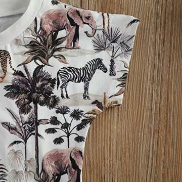 Toddler Baby Boys Summer Clothing Sets Forest Animal Print Romper Short Sleeve Bodysuit Tops and Shorts 2PCS Outfit (White, 18-24M)