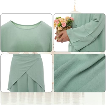 Elegant Women's Muslim Abaya Dress Three Piece Set