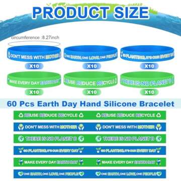 Celebrate Earth with Motionchic 60 Pcs Happy Earth Day Rubber Bracelets in Green and Blue