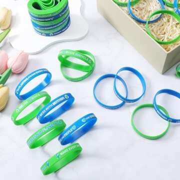 Motionchic 60 Pcs Earth Day Rubber Bracelets for Everyone