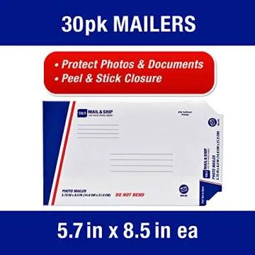 Seal-It Mail & Ship Chipboard Photo/Document Mailer, 5.7 Inches x 8.5 Inches, Pack of 30,White