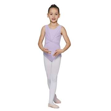 MdnMd Tank Mesh Cross Front Gymnastic Ballet Dance Leotard for Girls Children (Purple, Age 8-10)