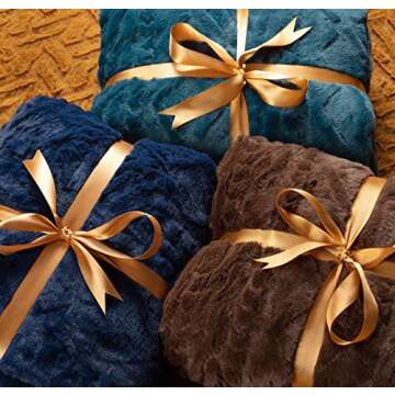Chanasya Premium Cable Knit Embossed Faux Fur Throw Blanket - Reverse Mink Modern, Comteporary, Eleg...