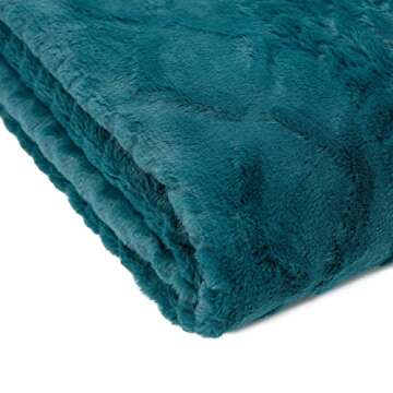 Chanasya Premium Cable Knit Embossed Faux Fur Throw Blanket - Reverse Mink Modern, Comteporary, Elegant, Super Soft, Warm & Cozy for Bed, Couch, Living Room & Bedroom Home Décor (50x65 Inches) Teal