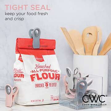 COOK WITH COLOR Bag Clips - Colorful Food Clips with Magnet for Snacks and Bread (Pack of 10)