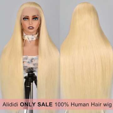 Alididi 613 Lace Front Wigs Human Hair Blonde Wig Human Hair 30Inch 13x4 Straight Lace Frontal Wig H...