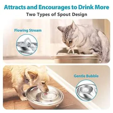 ORSDA Cat Water Fountain Stainless Steel, 2L Pet Fountain for Cats Inside, Dog Water Dispenser, Automatic Cat Drinking Fountains with 6 Replacement Filters for Cats, Small Dogs