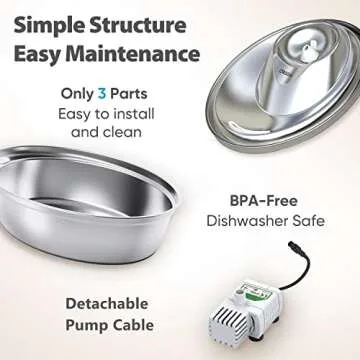 ORSDA Cat Water Fountain Stainless Steel, 2L Pet Fountain for Cats Inside, Dog Water Dispenser, Automatic Cat Drinking Fountains with 6 Replacement Filters for Cats, Small Dogs