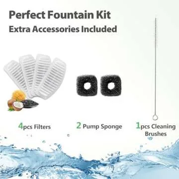 ORSDA Cat Water Fountain Stainless Steel, 2L Pet Fountain for Cats Inside, Dog Water Dispenser, Automatic Cat Drinking Fountains with 6 Replacement Filters for Cats, Small Dogs