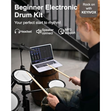 KEYlvOX MT20C Electric Drum Set - Complete Beginner Kit with Accessories