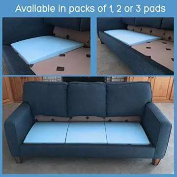 Stratiform Original Curve Couch Cushion Support for Sagging Seat | Charcoal Firm Density Foam Insert | 3 Pads | 20x20x2 (x3) | Sag Repair Pad for Couch Sectional Chair | Slip Resistant | Made in USA