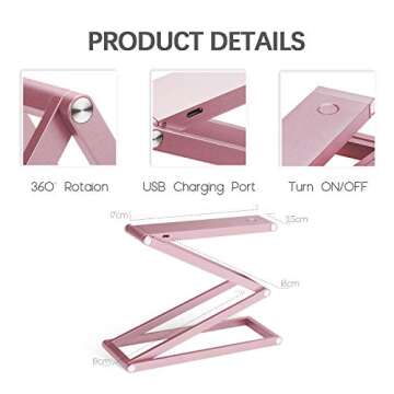 Foldable LED Desk Lamp - USB & Eye-Caring Design in Rose Gold