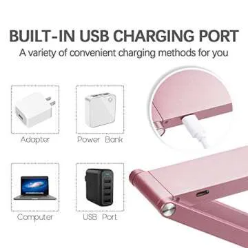 Foldable LED Desk Lamp - USB & Eye-Caring Design in Rose Gold