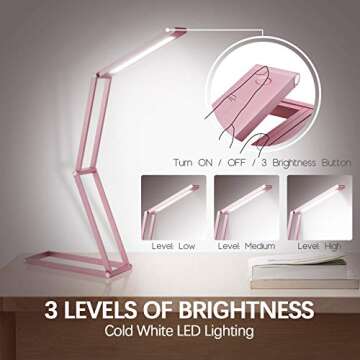 Foldable LED Desk Lamp - USB & Eye-Caring Design in Rose Gold