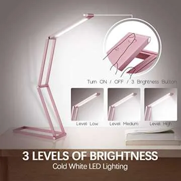 Foldable LED Desk Lamp - USB & Eye-Caring Design in Rose Gold