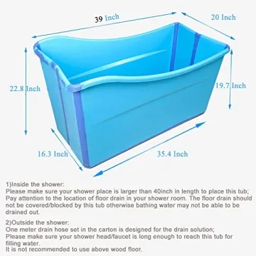 W WEYLAN TEC Large Foldable Bath Tub Bathtub for Toddler Children Twins Petite Adult Blue