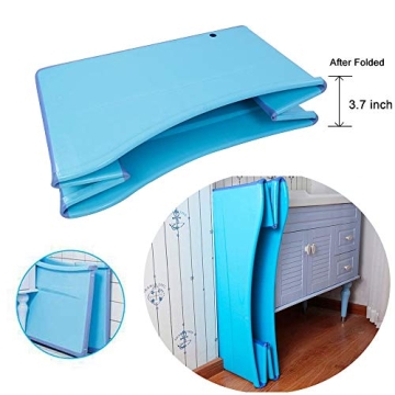 W WEYLAN TEC Large Foldable Bath Tub Bathtub for Toddler Children Twins Petite Adult Blue