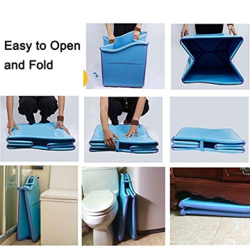 W WEYLAN TEC Large Foldable Bath Tub Bathtub for Toddler Children Twins Petite Adult Blue