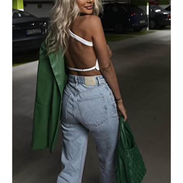 One Shoulder Backless Knitted Crop Top for Women