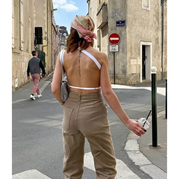 One Shoulder Backless Knitted Crop Top for Women