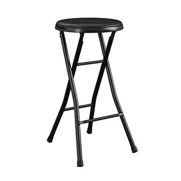 COSCO 24" Vinyl Padded Folding Stool, Multipurpose, Great for Small Spaces, Double Braced, Black, 4-Pack