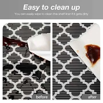 Glotoch Shelf Liners for Kitchen Cabinets 12” x 20 ft, Non Slip Drawer Liner, Waterproof Cabinet Liner for Wire/Pantry/Closet/Dresser-Non Adhesive, Heavy Duty, Quatrefoil, Black&White