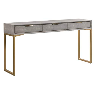 TOV Furniture Pesce Shagreen Modern 3 Drawer Living Room Console Table, 59" Grey