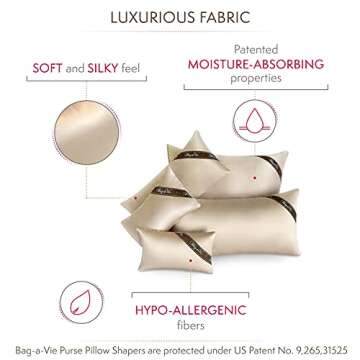 Bag-a-Vie Purse Pillow Shaper Insert - Luxury Purse and Handbag Shapers [5-Pack] Champagne