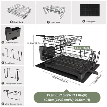 MAJALiS Large Dish Drying Rack - Stylish & Functional