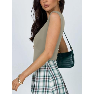 REORIA Trendy Sexy V Neck Sleeveless Bodysuit for Women