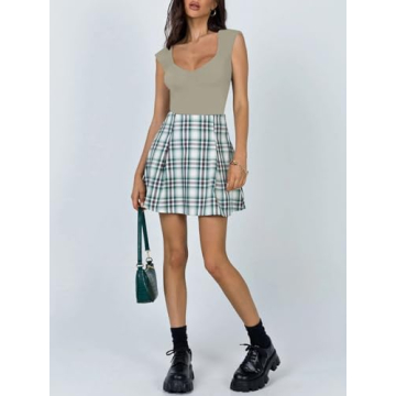 REORIA Trendy Sexy V Neck Sleeveless Bodysuit for Women