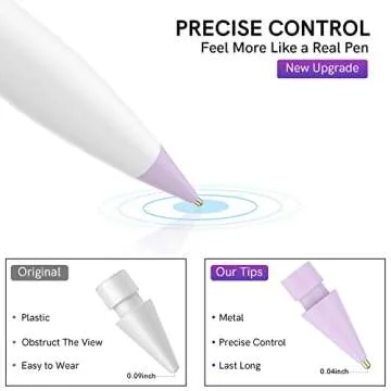 Delidigi Replacement Tips Compatible with Apple Pencil 2nd Generation/1st Gen/Apple Pencil Pro/USB-C, 3 Pack Fine Point Precise Control Pen Like Metal Tips for Apple Pencil